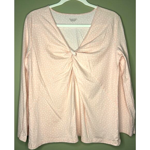 Garnet Hill Light Pink LS Lounge Pajama Set Polka Dot Twist Front Size Small - Picture 3 of 9